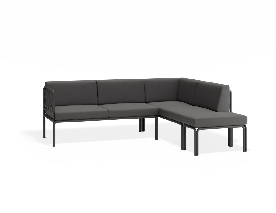 Portella Modular Outdoor Sofa Config G - Charcoal - Dark Grey - Without teak top - white background