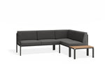 Portella Modular Outdoor Sofa Config G - Charcoal - Dark Grey - With teak top - white background