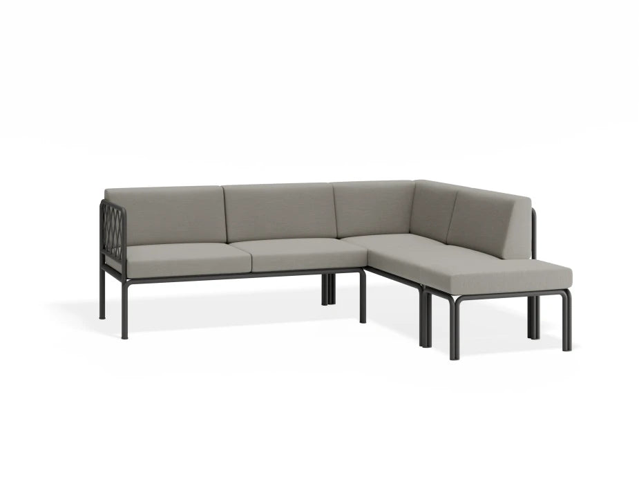 Portella Modular Outdoor Sofa Config G - Charcoal - Light Grey - Without teak top - white background