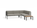Portella Modular Outdoor Sofa Config G - Charcoal - Light Grey - With teak top - white background