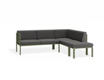 Portella Modular Outdoor Sofa Config G - Sage - Dark Grey - Without teak top - white background