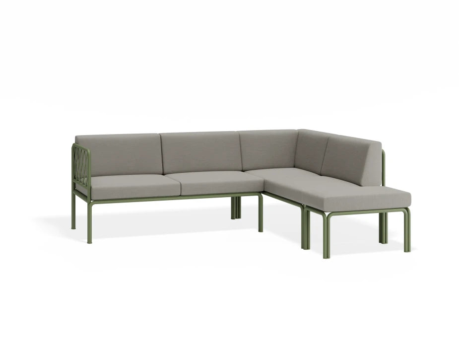 Portella Modular Outdoor Sofa Config G - Sage - Light Grey - Without teak top - white background