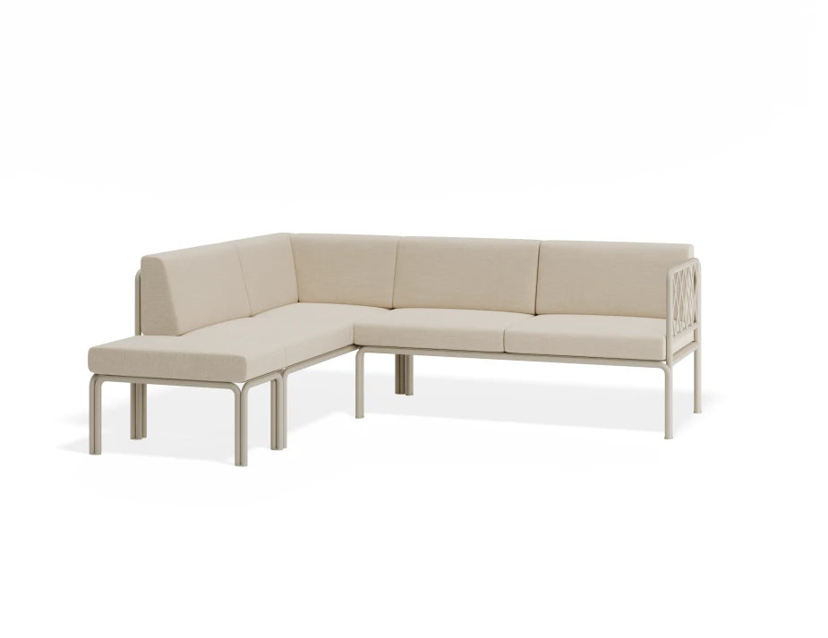 Portella Modular Outdoor Sofa Config H - Beige - Beige - Without teak top - white background