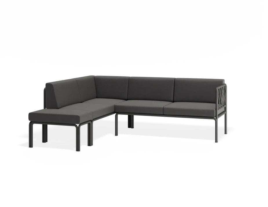 Portella Modular Outdoor Sofa Config H - Charcoal - Dark Grey - Without teak top - white background
