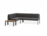 Portella Modular Outdoor Sofa Config H - Charcoal - Dark Grey - With teak top - white background