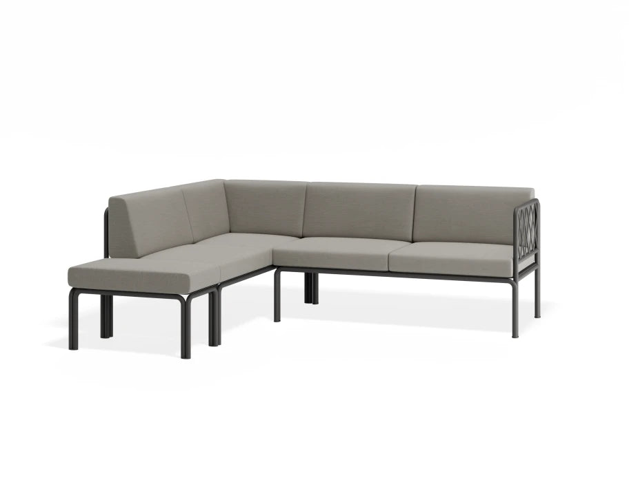 Portella Modular Outdoor Sofa Config H - Charcoal - Light Grey - Without teak top - white background