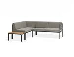 Portella Modular Outdoor Sofa Config H - Charcoal - Light Grey - With teak top - white background