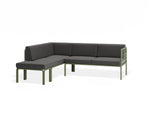 Portella Modular Outdoor Sofa Config H - Sage - Dark Grey - Without teak top - white background