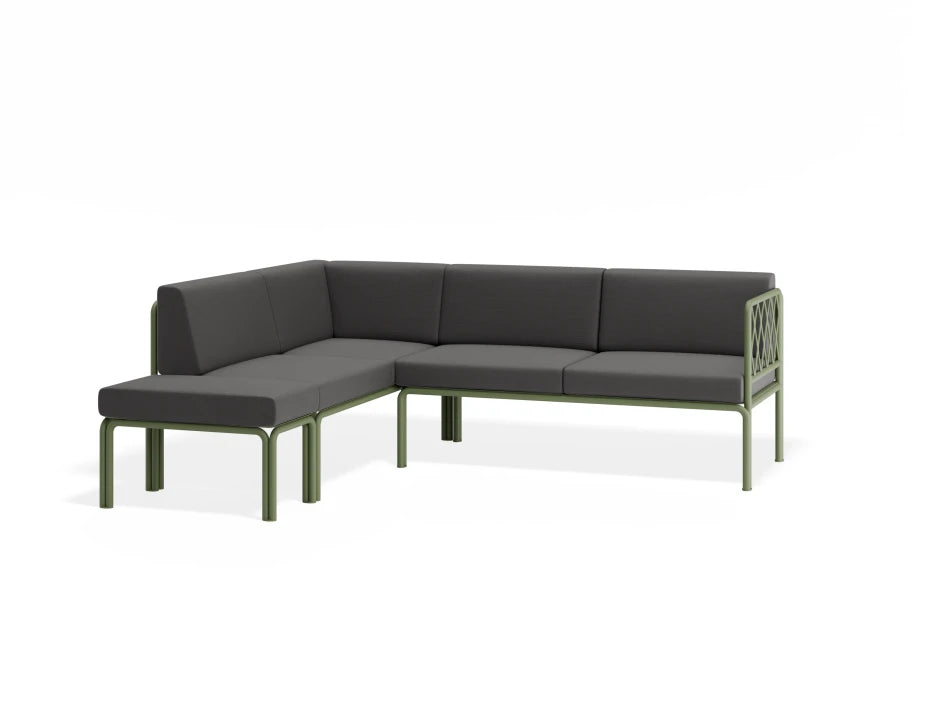 Portella Modular Outdoor Sofa Config H - Sage - Dark Grey - Without teak top - white background