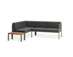 Portella Modular Outdoor Sofa Config H - Sage - Dark Grey - With teak top - white background
