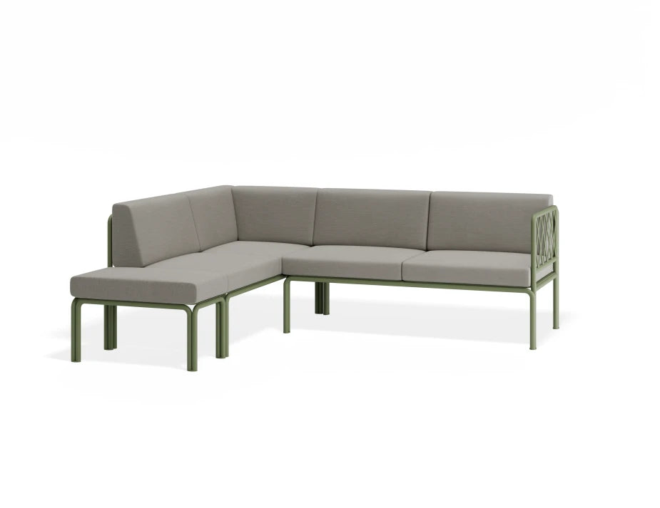 Portella Modular Outdoor Sofa Config H - Sage - Light Grey - Without teak top - white background