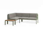 Portella Modular Outdoor Sofa Config H - Sage - Light Grey - With teak top - white background