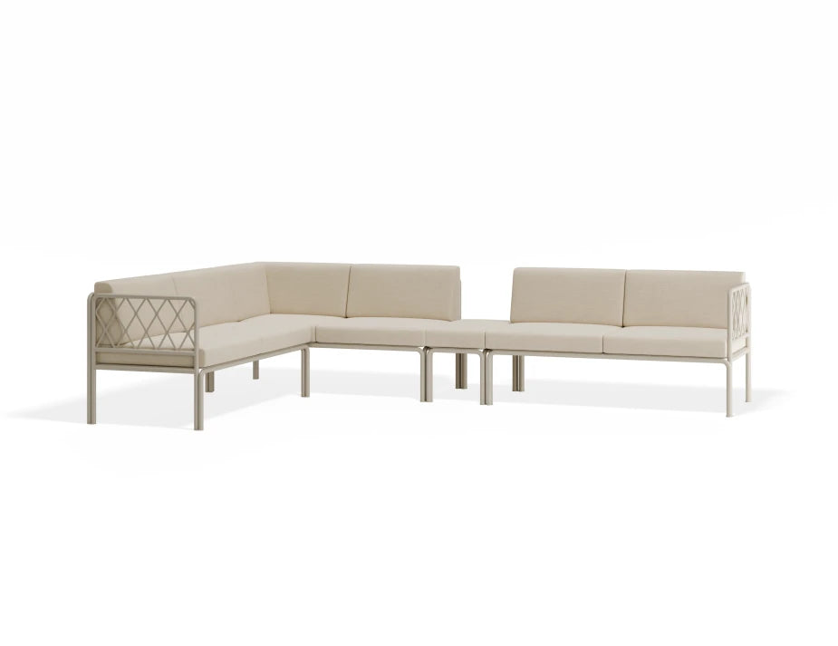 Portella Modular Outdoor Sofa Config I - Beige - Beige - Without teak top - white background