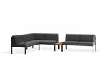 Portella Modular Outdoor Sofa Config I - Charcoal - Dark Grey - With teak top - white background
