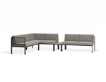 Portella Modular Outdoor Sofa Config I - Charcoal - Light Grey - With teak top - white background