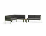Portella Modular Outdoor Sofa Config I - Sage - Dark Grey - With teak top - white background