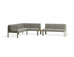 Portella Modular Outdoor Sofa Config I - Sage - Light Grey - With teak top - white background