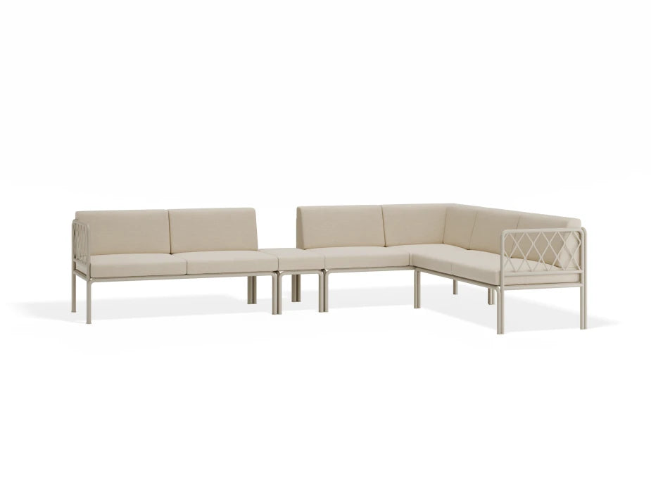 Portella Modular Outdoor Sofa Config J - Beige - Beige - Without teak top - white background