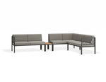Portella Modular Outdoor Sofa Config J - Charcoal - Light Grey - With teak top - white background