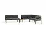 Portella Modular Outdoor Sofa Config J - Sage - Dark Grey - With teak top - white background