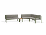 Portella Modular Outdoor Sofa Config J - Sage - Light Grey - With teak top - white background