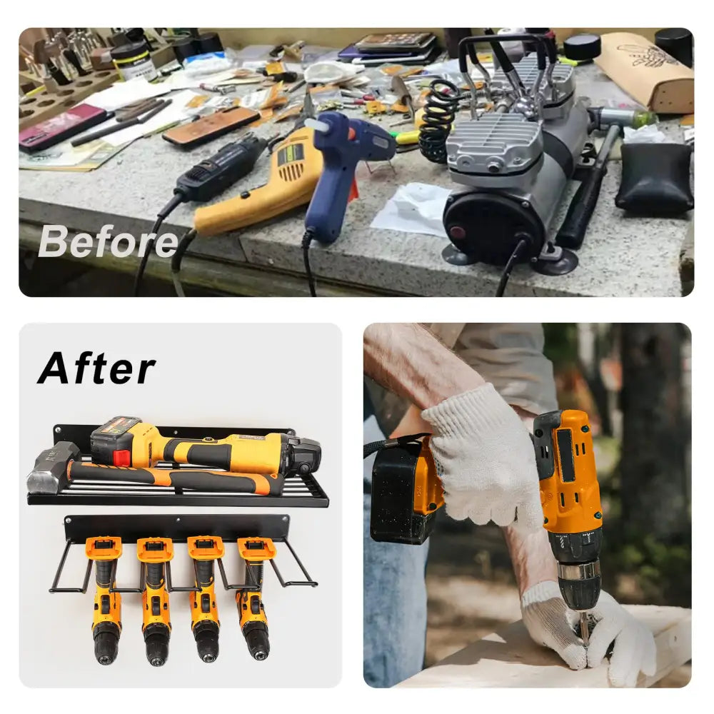 Power Tool Organizer Drill Holder Wall Mount Garage Storage Shelves Rack Wall Storage Organizer Set - Home & Garden >