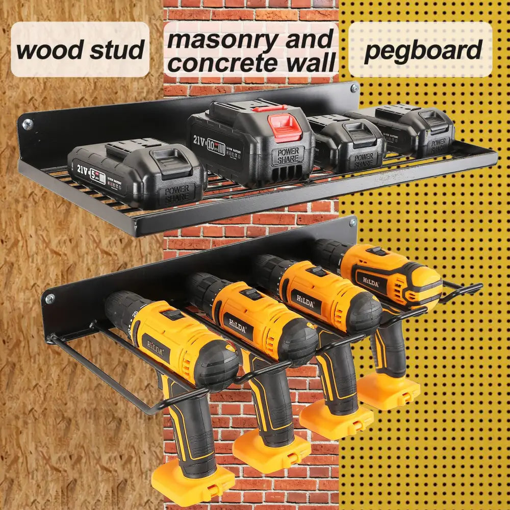 Power Tool Organizer Drill Holder Wall Mount Garage Storage Shelves Rack Wall Storage Organizer Set - Home & Garden >