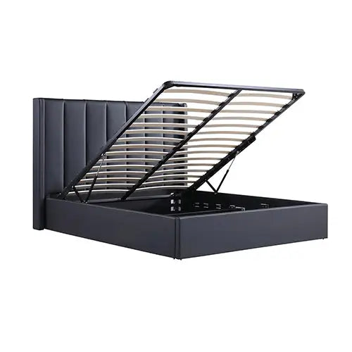 Prado Gas Lift Queen Bed Frame Non-woven Fabric MDF KD Slats - Furniture > Bedroom > Beds & Bed Frames
