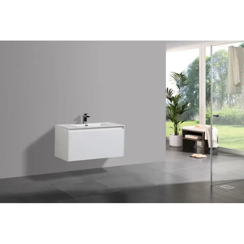 Prado wall hung bathroom vanity 1200mm Gloss White - Furniture > Bathroom