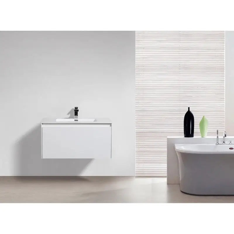 Prado wall hung bathroom vanity 900mm Gloss White - Furniture > Bathroom