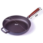 Pre-Seasoned 29cm Cast Iron Fry Pan Cookware Heat-Resistant Wooden Handle - Home & Garden > Kitchenware > Skillets &