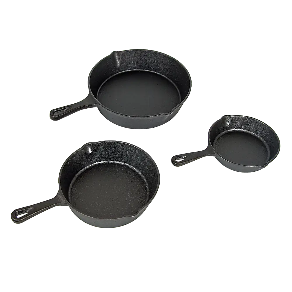 Pre Seasoned Cast Iron Skillet Fry Pan Set 3 Pcs Frying Pan Set - Home & Garden > Kitchenware
