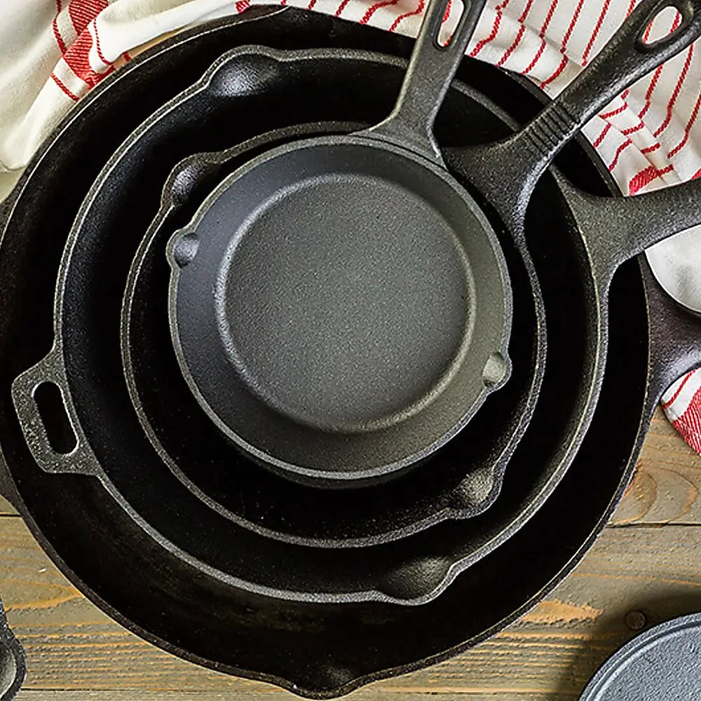 Pre Seasoned Cast Iron Skillet Fry Pan Set 3 Pcs Frying Pan Set - Home & Garden > Kitchenware