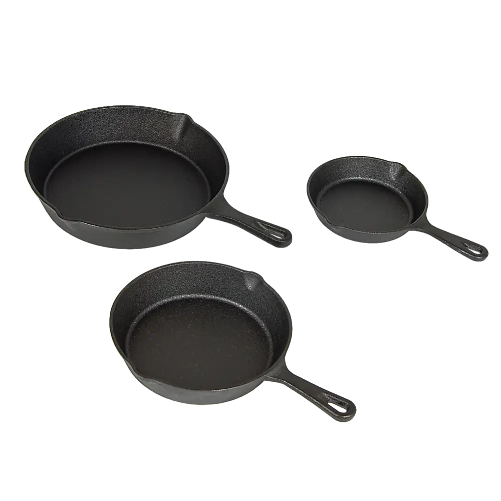 Pre Seasoned Cast Iron Skillet Fry Pan Set 3 Pcs Frying Pan Set - Home & Garden > Kitchenware