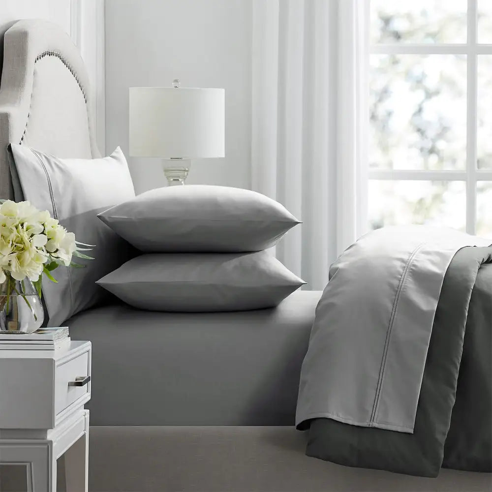 Premium 1000 Thread Count Egyptian Graphite Cotton Sheet Sets by Renee Taylor Mega Queen - Home & Garden > Bedding >