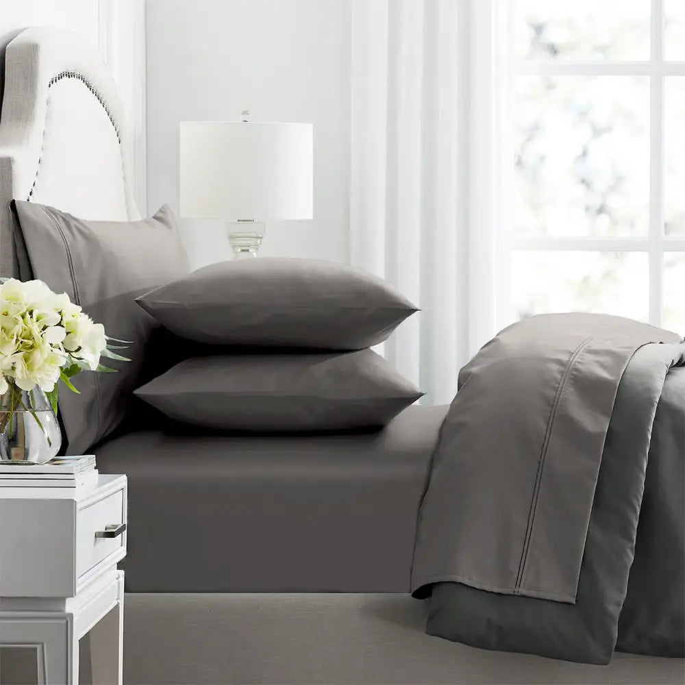 Premium 1000 Thread Count Egyptian Pewter Cotton Sheet Sets by Renee Taylor Mega Queen - Home & Garden > Bedding > Bed