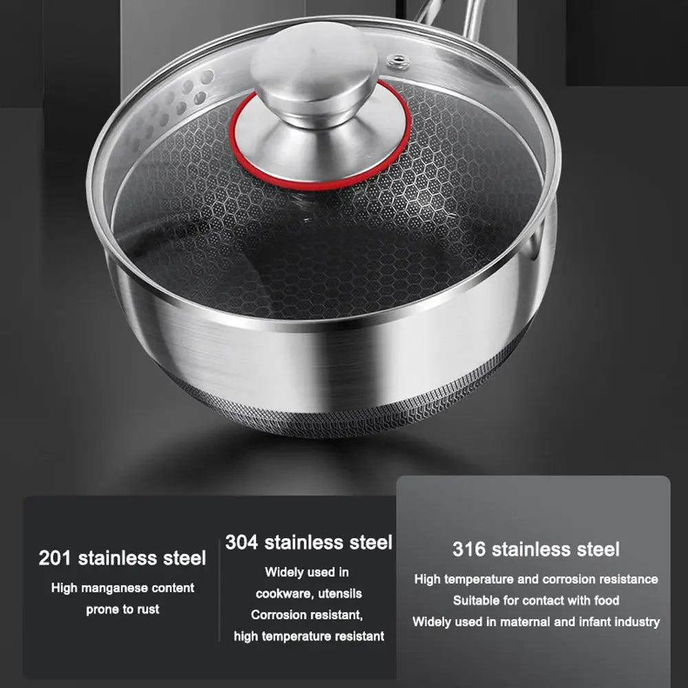 Premium 316 Stainless Steel Non-Stick 22cm Milk Pot with Double-Sided Honeycomb Design - Appliances > Kitchen Appliances