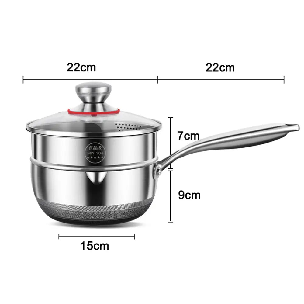 Premium 316 Stainless Steel Non-Stick 22cm Milk Pot with Double-Sided Honeycomb Design - Appliances > Kitchen Appliances