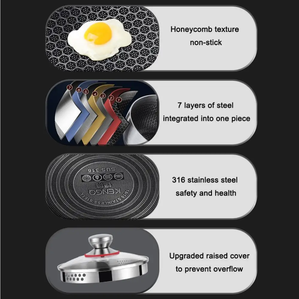 Premium 316 Stainless Steel Non-Stick 22cm Milk Pot with Double-Sided Honeycomb Design - Appliances > Kitchen Appliances