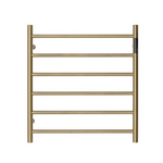 Premium Brushed Gold Heated Towel Rack with LED control- 6 Bars Round Design AU Standard 650x620mm Wide - Home & Garden