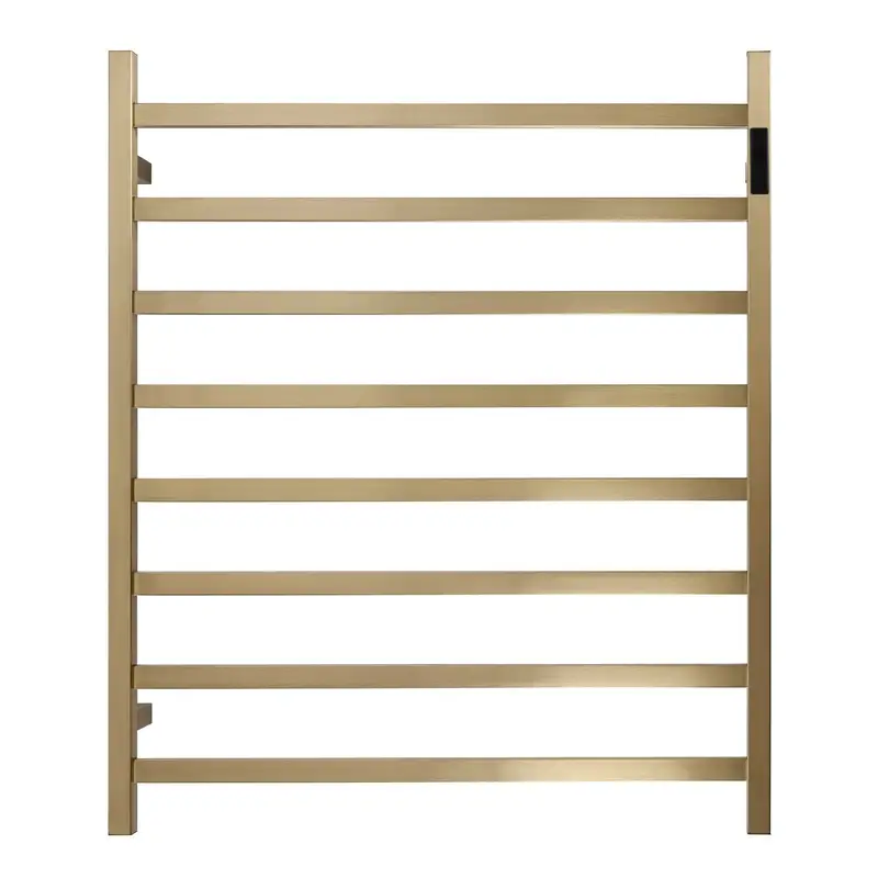 Premium Brushed Gold Heated Towel Rack With LED control- 8 Bars Square Design AU Standard 1000x850mm Wide - Home &