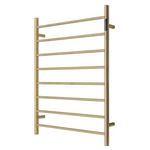Premium Brushed Gold Heated Towel Rack with LED control- 8 Bars Round Design AU Standard 1000x850mm Wide - Home &