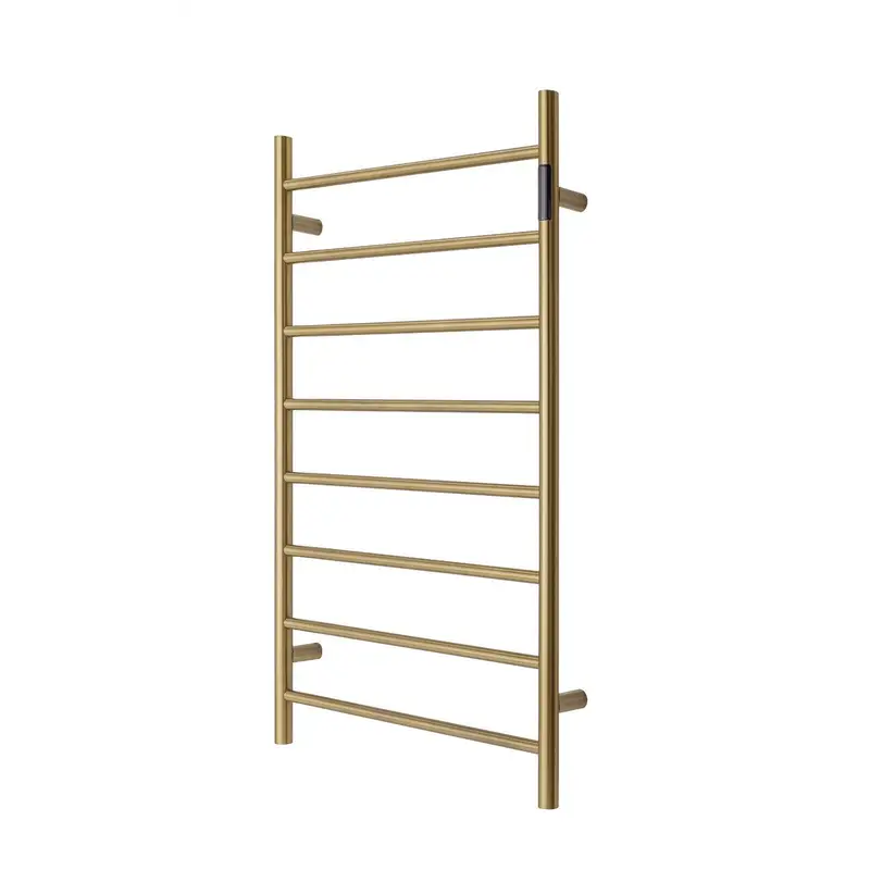 Premium Brushed Gold Heated Towel Rack with LED control- 8 Bars Round Design AU Standard 1000x620mm Wide - Home &