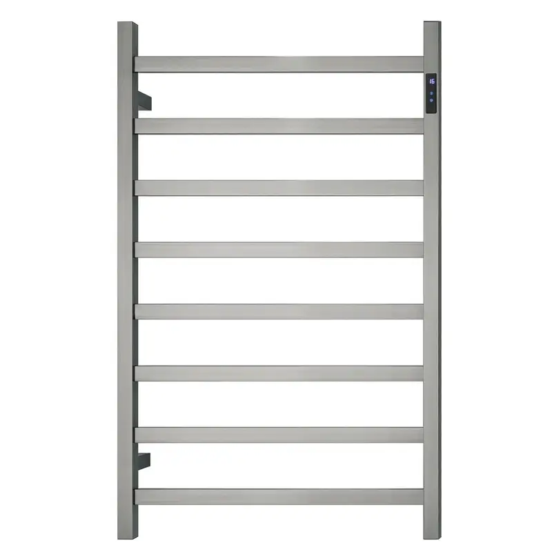 Premium Brushed Nickel Heated Towel Rack with LED control- 8 Bars Square Design AU Standard 1000x620mm Wide - Home &
