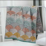 Premium Cartoon Animal Print Gauze Bath Towel - 70x140cm Soft Absorbent(Japanese Fan Leaf Green 70*140) - Home & Garden