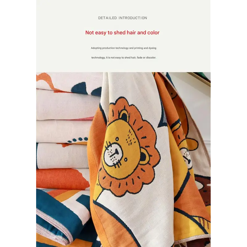 Premium Cartoon Animal Print Gauze Bath Towel - 70x140cm Soft Absorbent(Mandela-Brown 70*140) - Home & Garden > Bedding