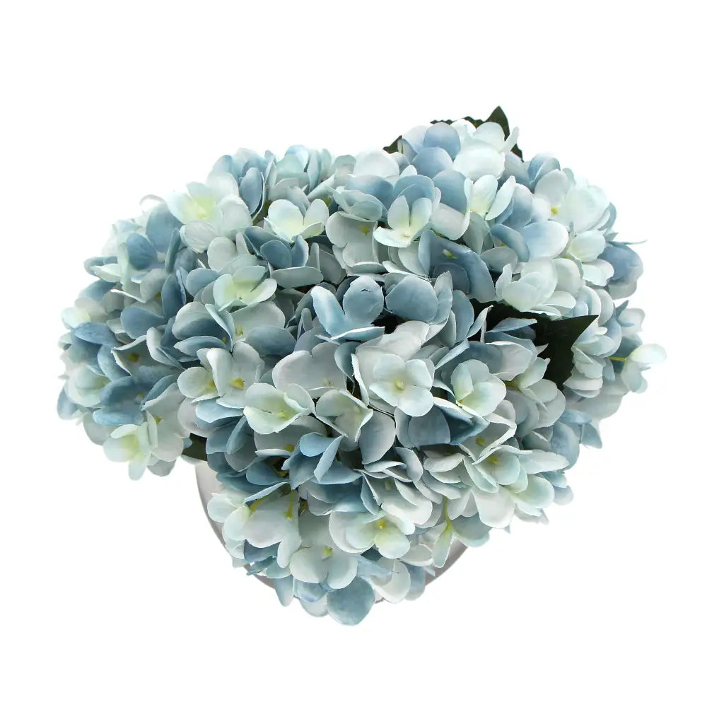 Premium Faux Hydrangea With Glass Vase (Artificial Flowering Blue Hydrangea) 23cm - Home & Garden > Home & Garden Others