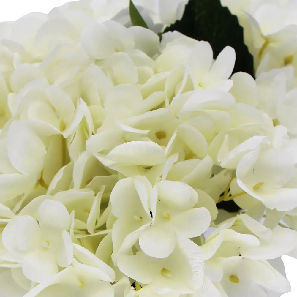 Premium Faux Hydrangea With Glass Vase (Artificial Flowering White Hydrangea) 23cm - Home & Garden > Home & Garden