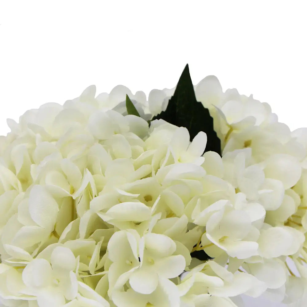 Premium Faux Hydrangea With Glass Vase (Artificial Flowering White Hydrangea) 23cm - Home & Garden > Home & Garden