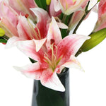 Premium Faux Pink Lily In Glass Vase (Artificial Tiger Lily Arrangement) - Home & Garden > Home & Garden Others